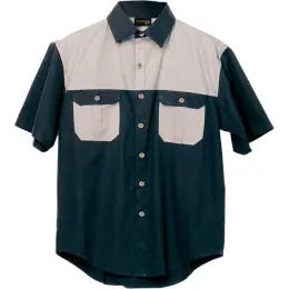 Navy Stone Two Tone Bush Shirt
